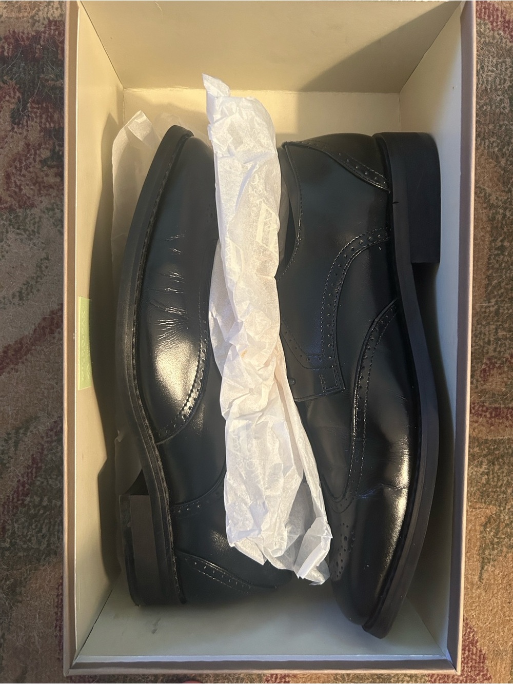 Joseph Abboud Men's Black Leather Dress Shoes - Classic Wingtip Oxford